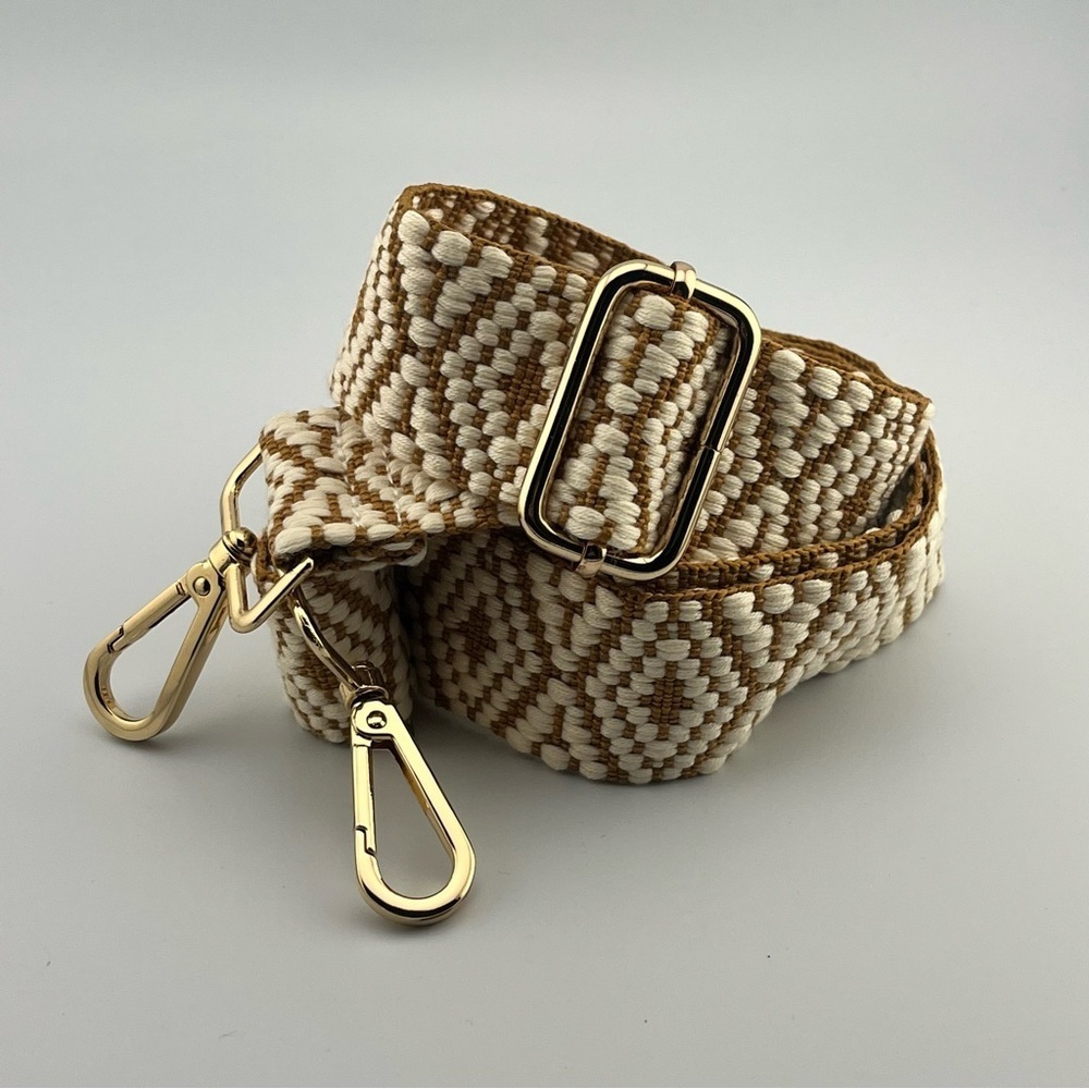 Wide Shoulder Strap Adjustable Belt Crossbody Canvas Bag Handbag Cream Tan